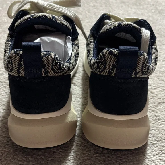 New Tory Burch Good Luck Training Sneakers Navy 8 - Picture 3 of 5
